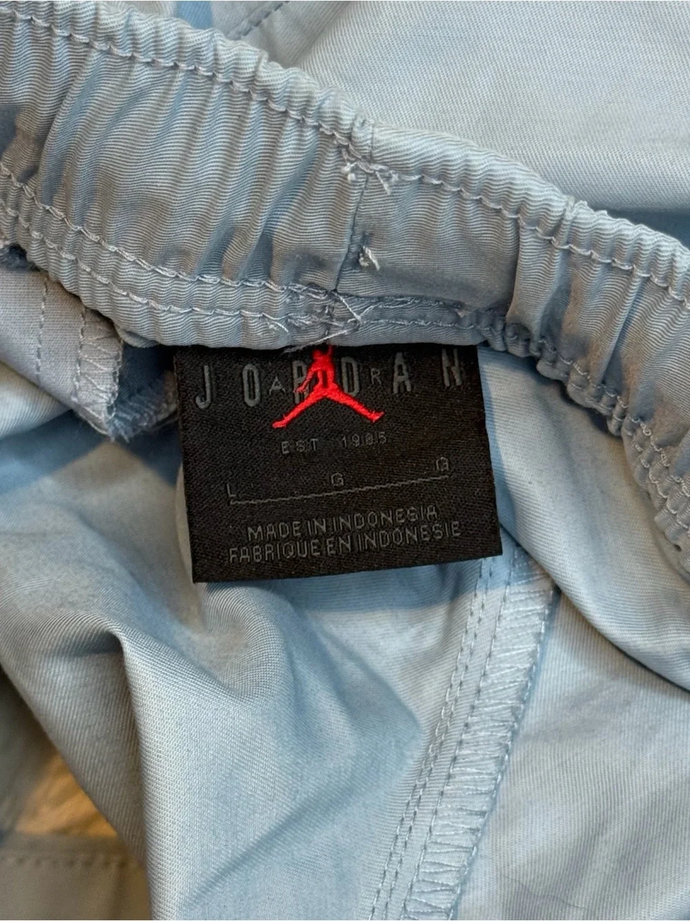 Jordan men’s Sky Blue casual/Athletic Shorts size large no liner 6-1/2” inseam